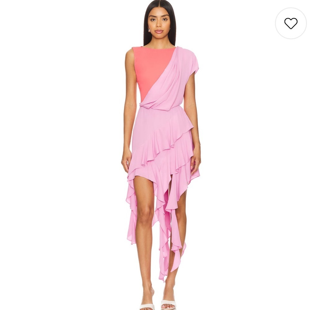 L’academie by Marianna Zita Midi Dress in Purple & Coral